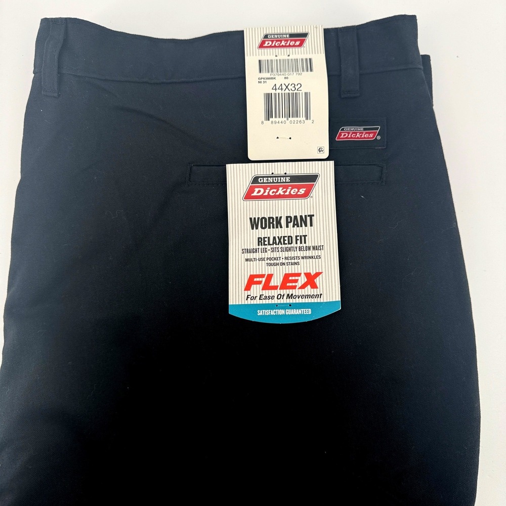 Dickies Mens Relaxed Fit Straight Leg Flex Work Pant Black 44x32 GP6388BK NEW